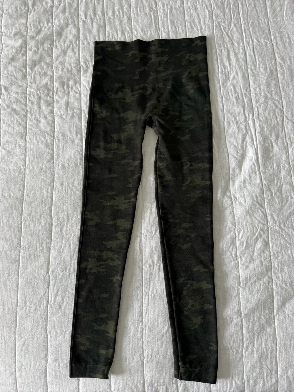 Spanx Camo Camouflage Ribbed Leggings High Waist Olive Green M